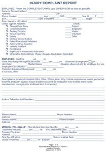 Free Printable Injury Form Templates Word Pdf Reportform Net