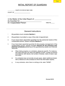 2005 Form NY Initial Report Of Guardian Fill Online Printable