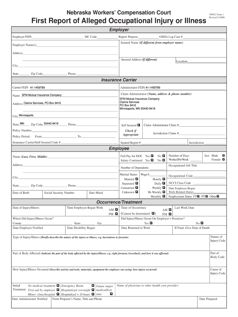 2006 Form NE NWCC 1 Fill Online Printable Fillable Blank PdfFiller