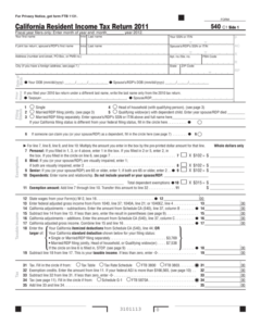 2011 Form 540 California Resident Income Tax Return Edit Fill