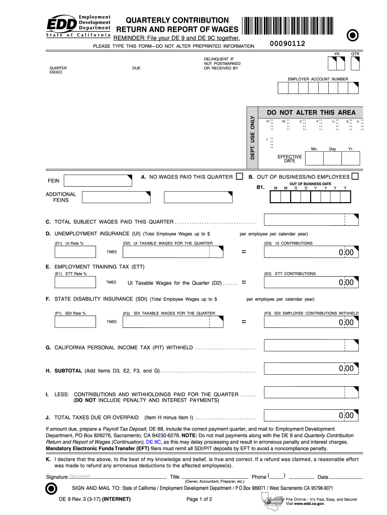 2012 Form CA DE 9 Fill Online Printable Fillable Blank PdfFiller