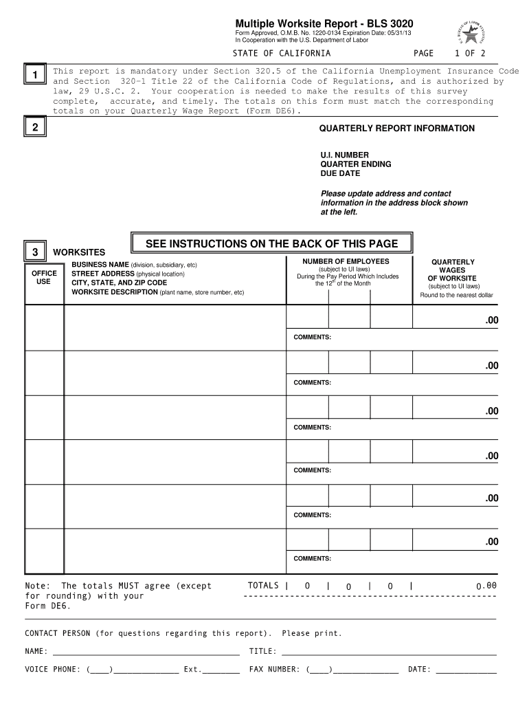 2013 Form CA BLS 3020 Fill Online Printable Fillable Blank PdfFiller