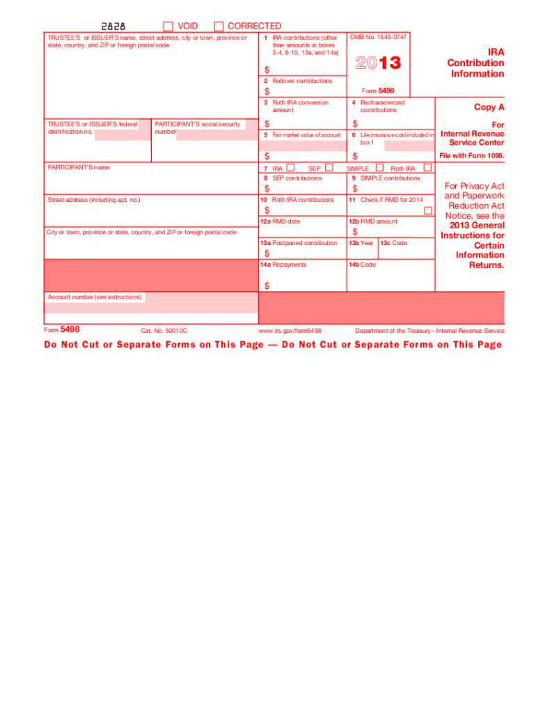 2013 Form IRS 5498 Fill Online Printable Fillable Blank PDFfiller