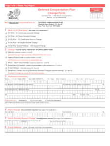 2018 2020 NY Deferred Compensation Plan Change Form Fill Online