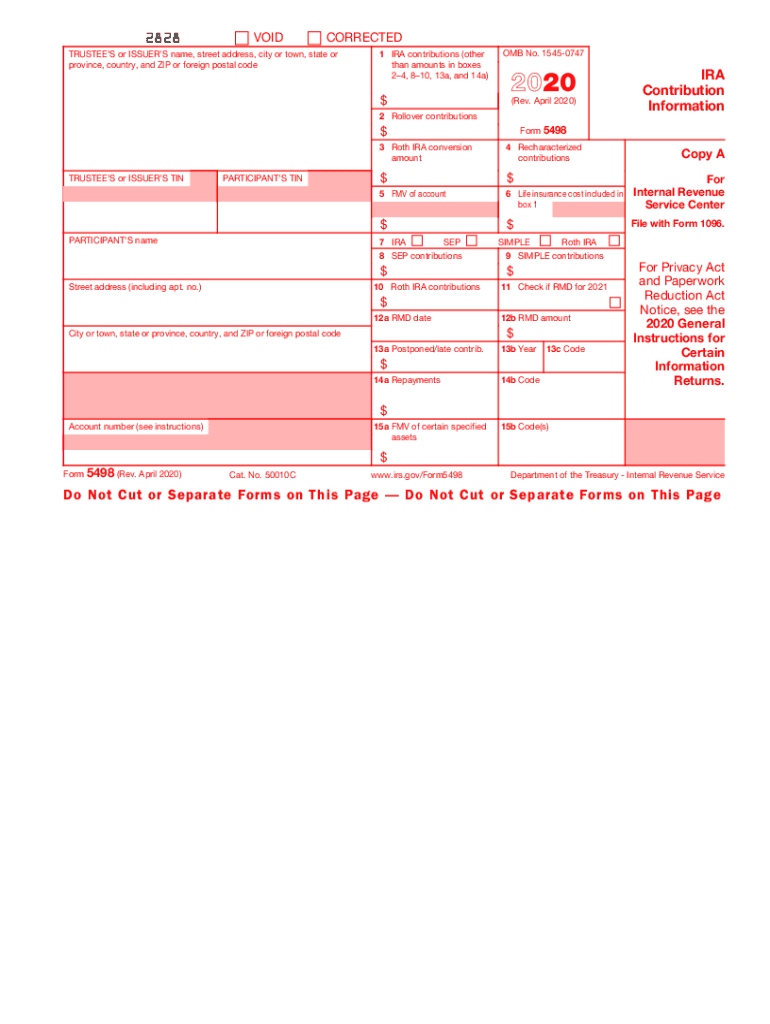 2020 Form IRS 5498 Fill Online Printable Fillable Blank PdfFiller