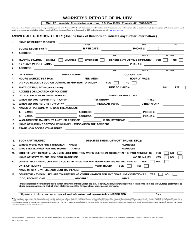 2021 Workers Compensation Forms Fillable Printable PDF Forms 