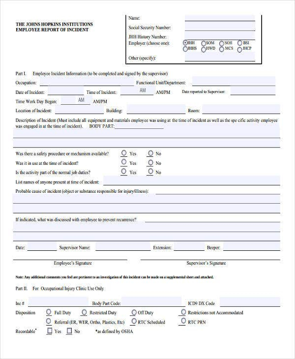 42 Free Incident Report Templates PDF Word Free Premium Templates