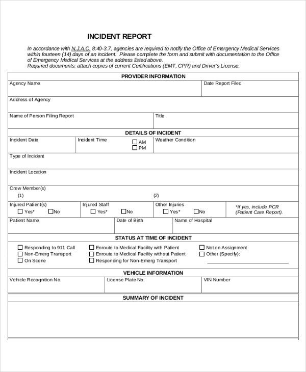 43 Incident Report Formats PDF Word Pages Free Premium Templates