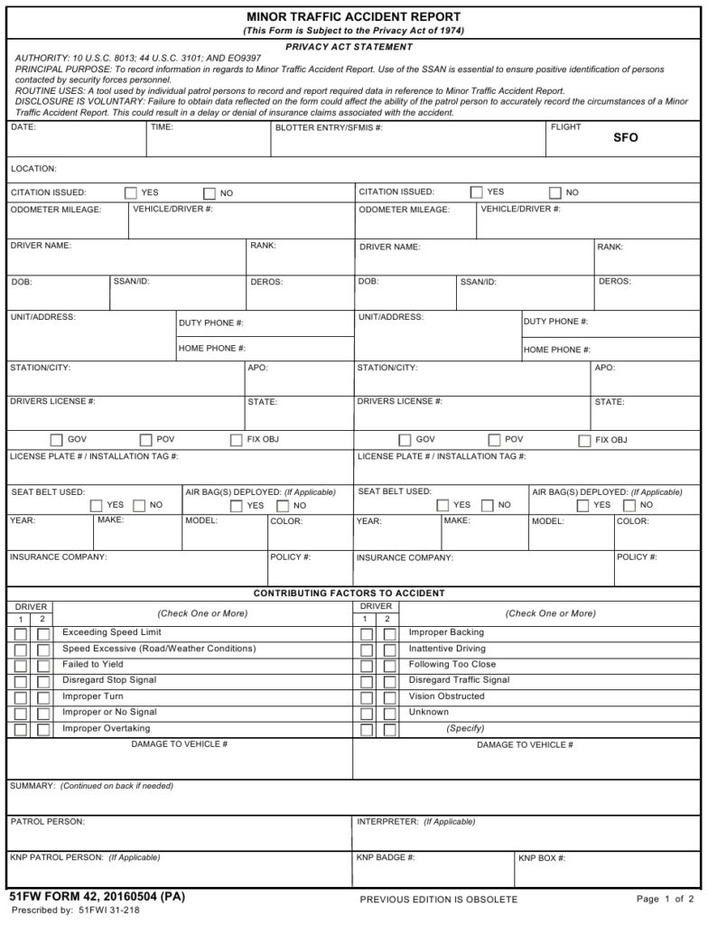 51 FW Form 42 Download Fillable PDF Or Fill Online Minor Traffic 