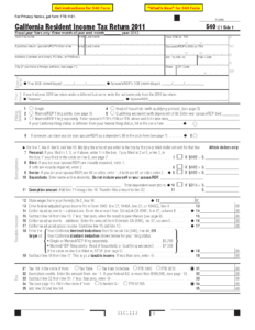 540 Form California Resident Income Tax Return