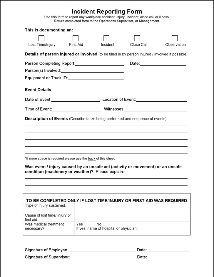 7 Incident Report Template Free Download