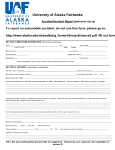 Accident Incident Report Form University Of Alaska Fairbanks Download