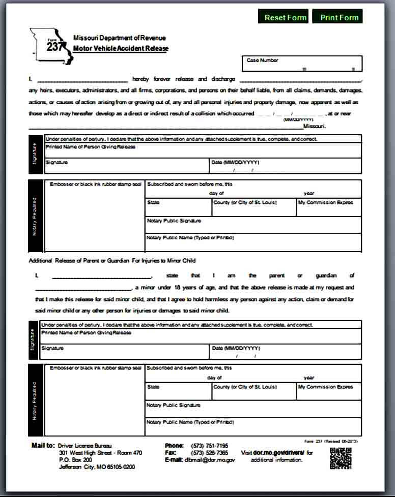 Accident Release Form Template Mous Syusa