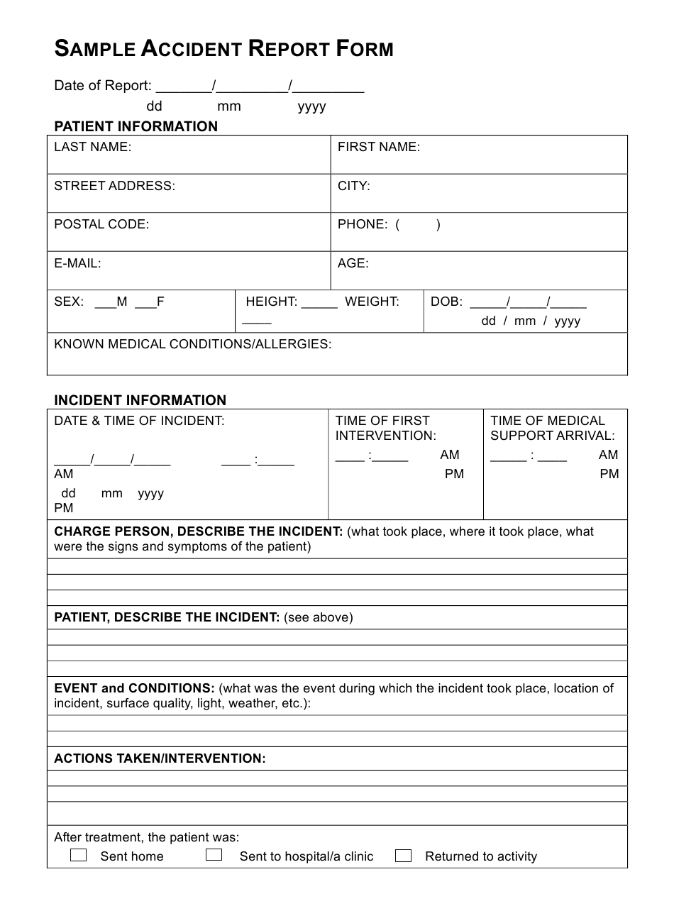 Accident Report Form Download Printable PDF Templateroller