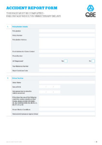 Accident Report Form QBE European Operations