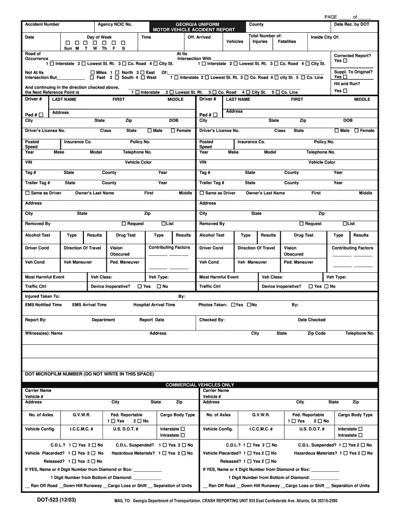 Accident Report Georgia Fill Online Printable Fillable Blank 