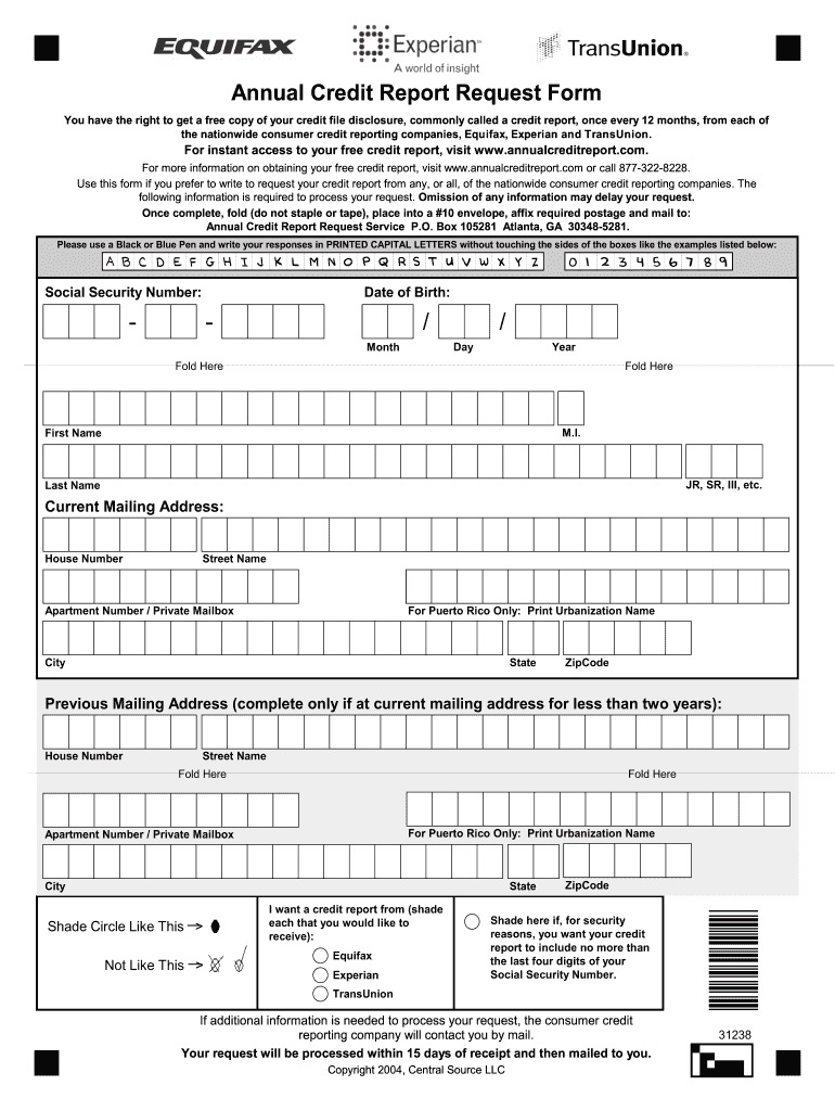 Annual Credit Report Request Form 2020 2021 Fill And Sign Printable 