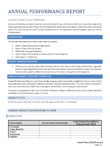 Annual Performance Report Form Download Printable PDF Templateroller