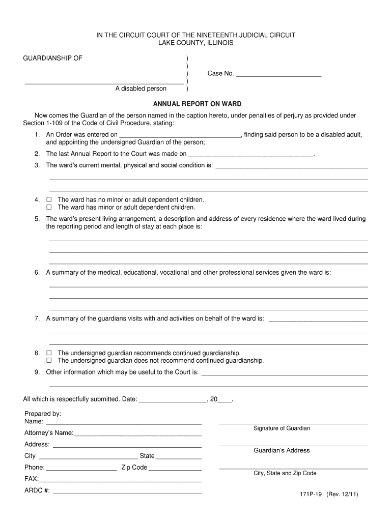 Annual Report On Ward Lake County Il 2020 Fill And Sign Printable 