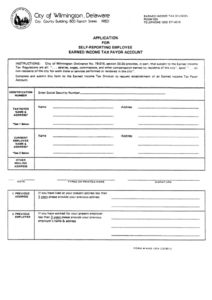 Application Form For Self Reporting Employee Earned Income Tax Payor