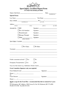 BC Athletics Sport Injury Accident Report Form Fill And Sign