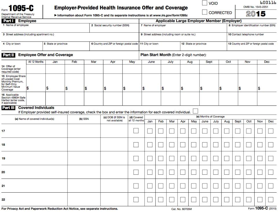 Benefits 101 IRS Form 1095 The Spot