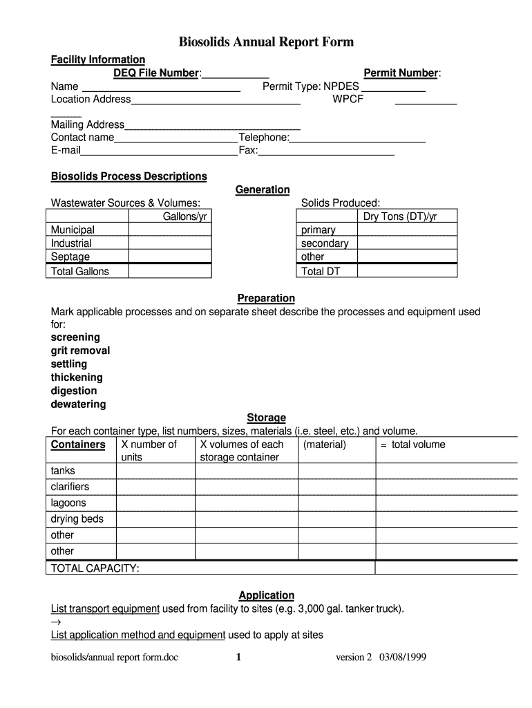 Biosolids Annual Fill Online Printable Fillable Blank PdfFiller