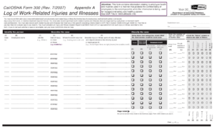 Cal OSHA Form 300 Appendix A Download Fillable PDF Or Fill Online Log