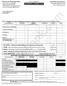 City Of Seattle Business License Tax Quarterly Reporting Form Printable