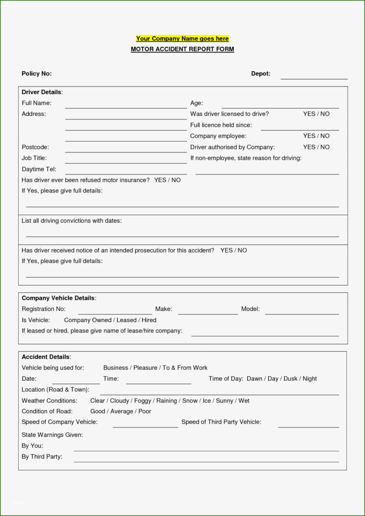 Company Vehicle Accident Report Form Template 20 Judgment With Photos 
