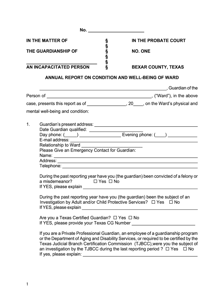 Travis County Probate Court Guardianship Fill And Sign Printable 5520