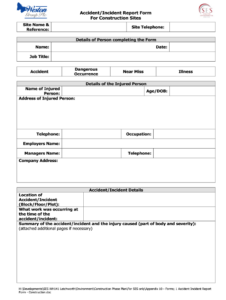 Construction Incident Report Template Fill Online Printable