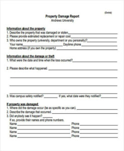 Damage Report Template 16 Free Word PDF Format Download Free