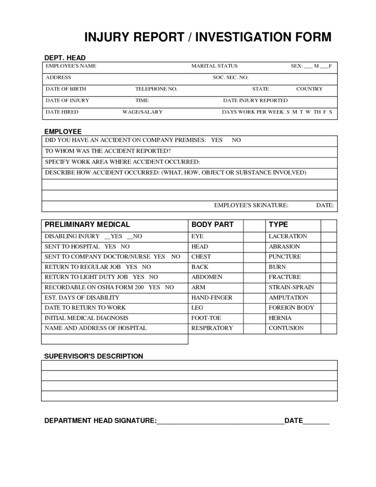 Docs medical blank injury incident report template