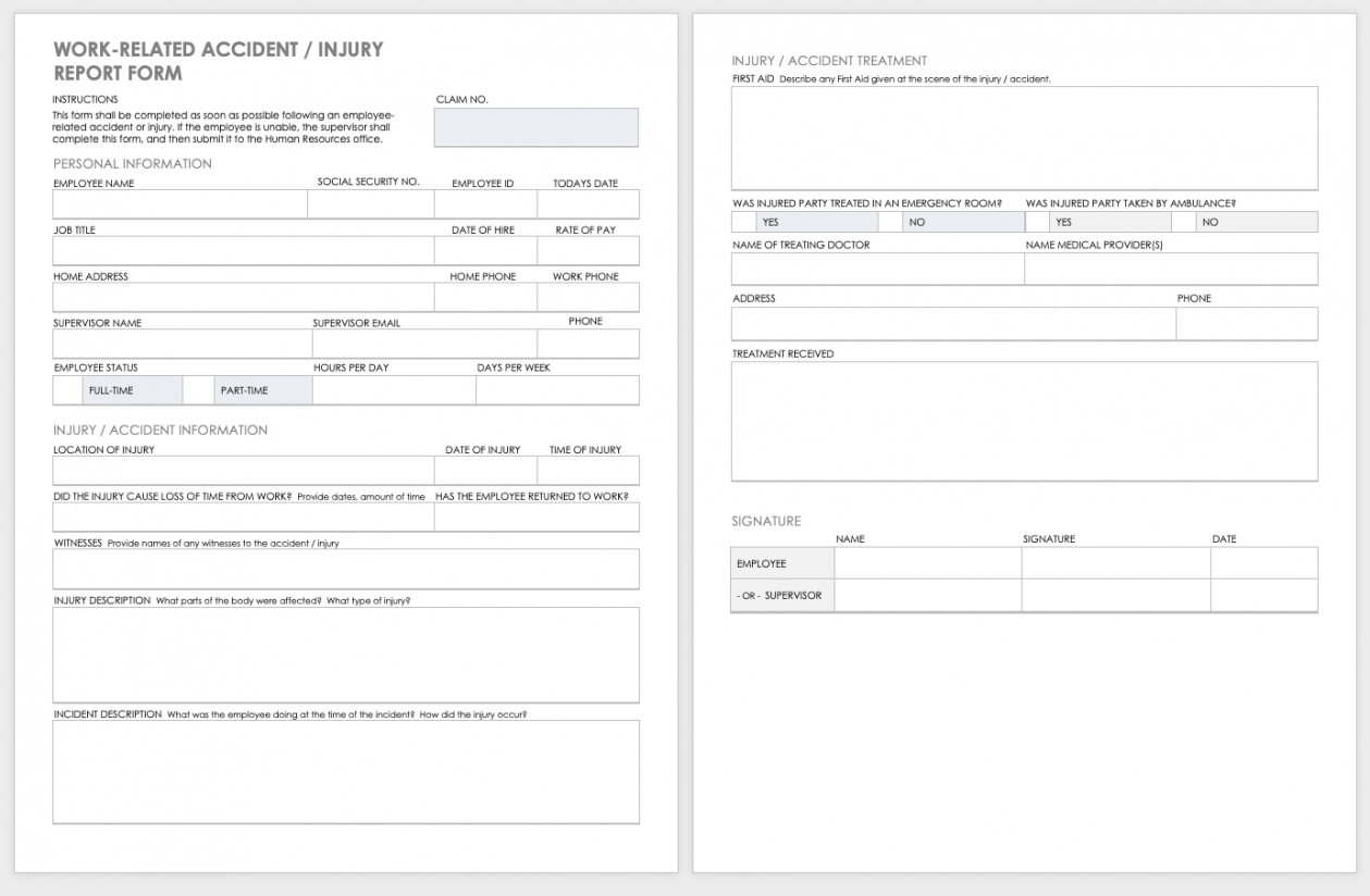 Editable Free Workplace Accident Report Templates Smartsheet Accident 