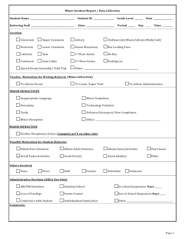 Electronic Referral Form 1 Incident Report Incident Report Form 