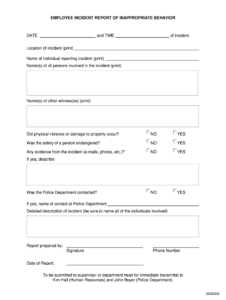 Employee Behavior Incident Report Fill Online Printable Fillable