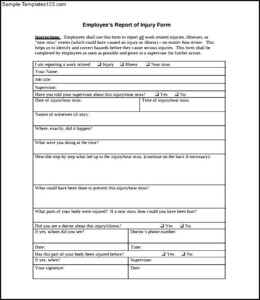 Employees Report Of Injury OSHA Form Sample Templates