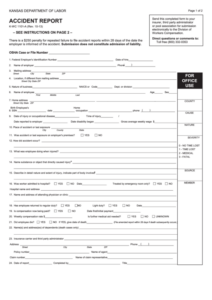 Fillable Accident Report Form Kansas Department Of Labor 2013