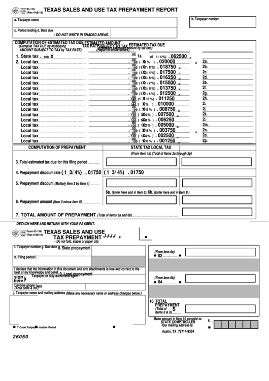 Texas Sales And Use Tax Prepayment Report Form