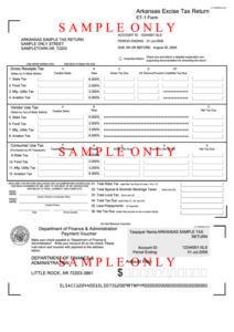 Fillable Form Et 1 Sample Arkansas Excise Tax Return Printable Pdf