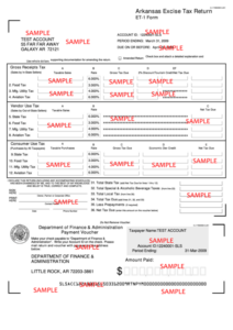 Fillable Form Et 1 Sample Arkansas Excise Tax Return Printable Pdf