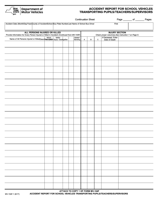 Fillable Form Mv 104f 1 Accident Report For School Vehicles ...