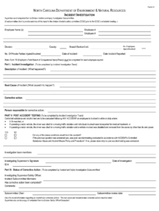 Fillable Online Enr State Nc Nc Incidentinvestigation Report Fillable