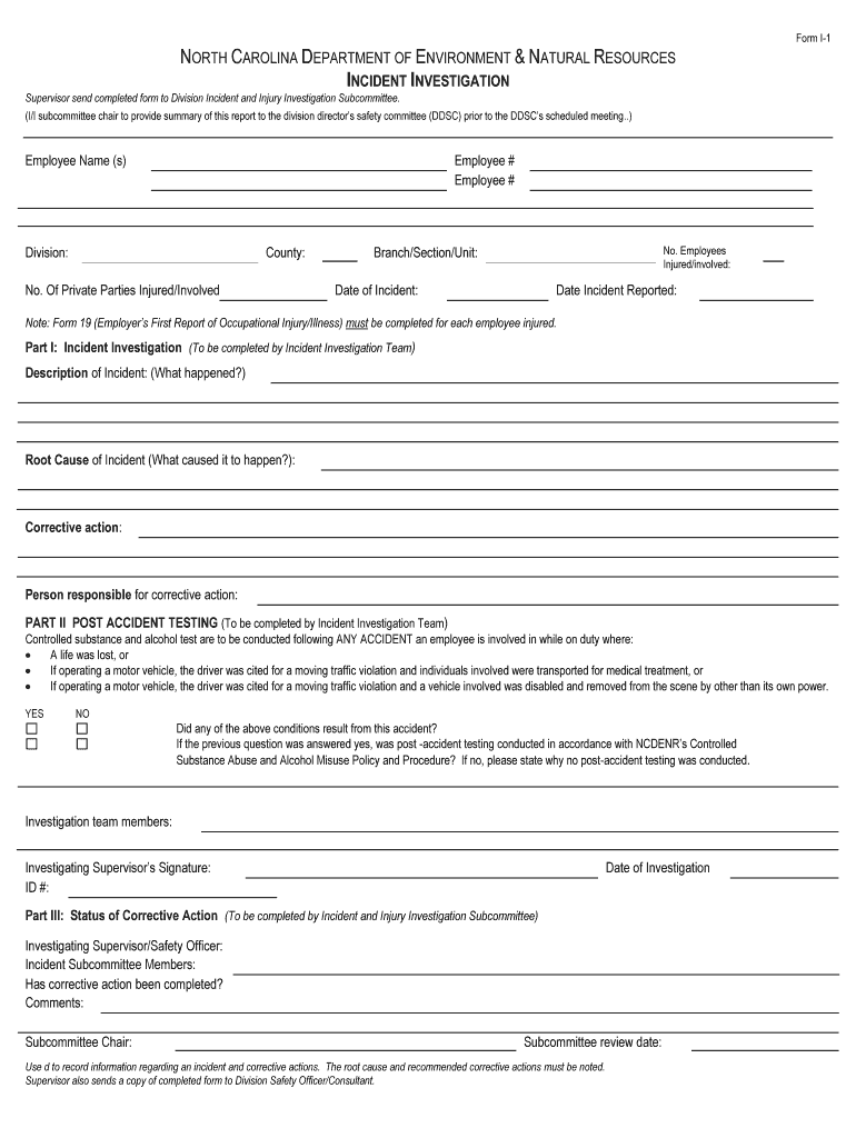 Fillable Online Enr State Nc Nc Incidentinvestigation Report Fillable 