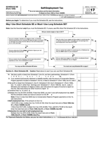 Fillable Schedule Se Form 1040 Self Employment Tax 2017 Printable