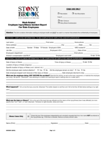 Fillable Work Related Employee Injury illness Incident Report For State