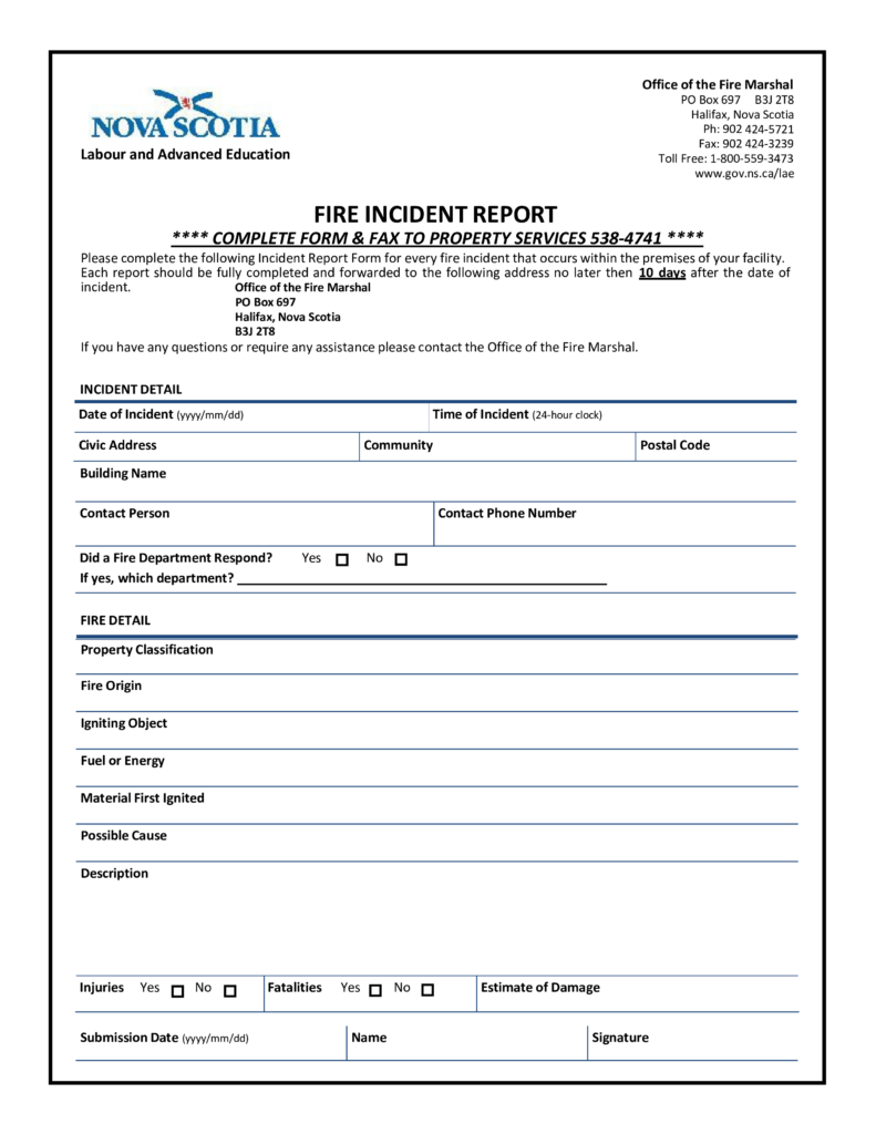 Fire Incident Report Templates At Allbusinesstemplates