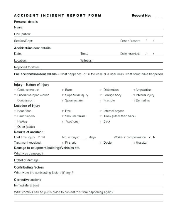 First Aid Incident Report Form Template 2 TEMPLATES EXAMPLE