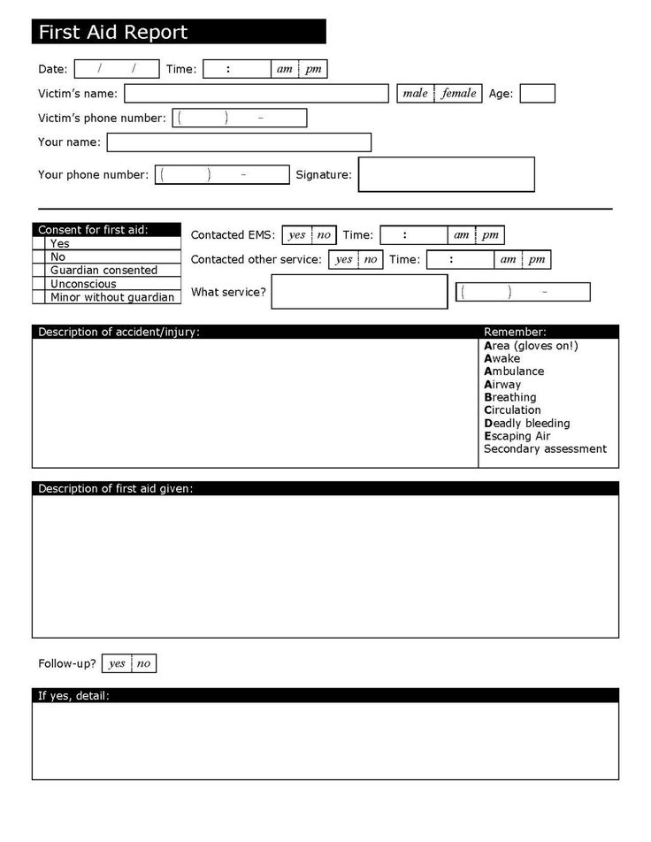 First Aid Report The Y Guide Pertaining To First Aid Incident Report 